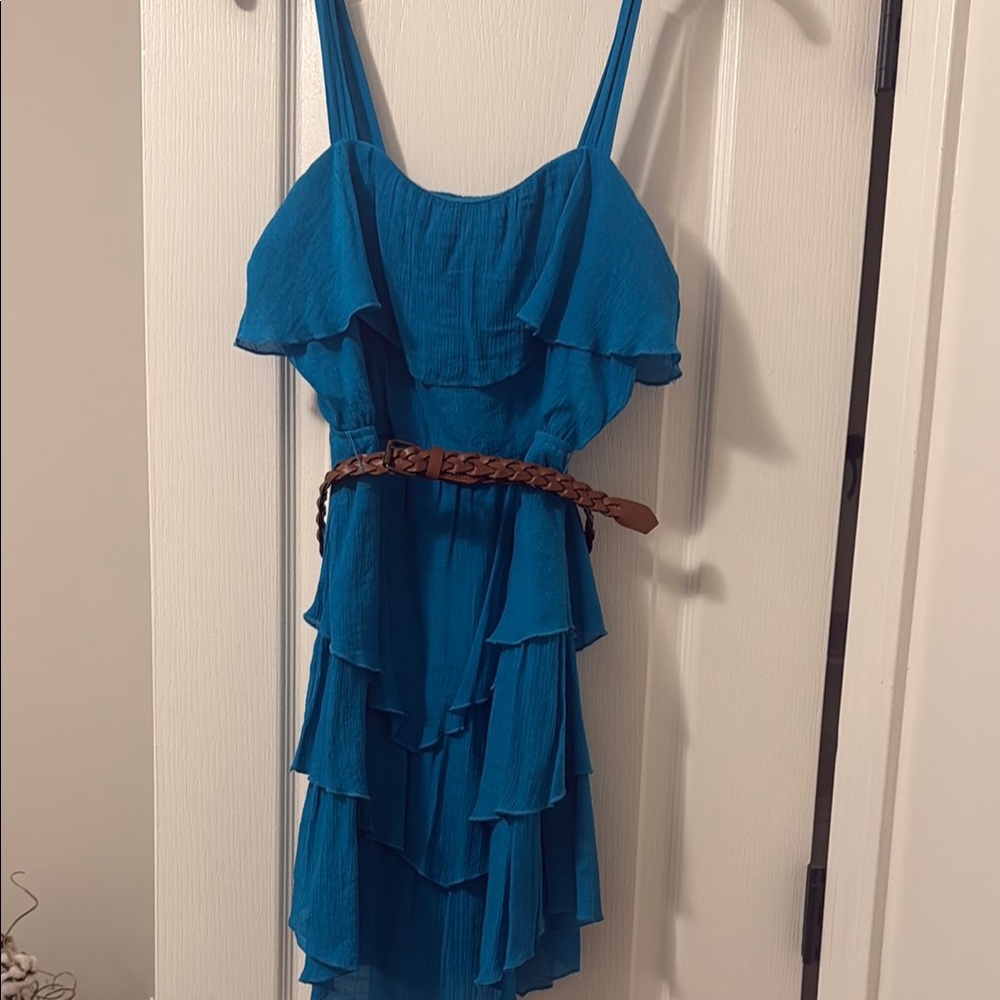 Blue Ruffled Tiered Mini Sundress